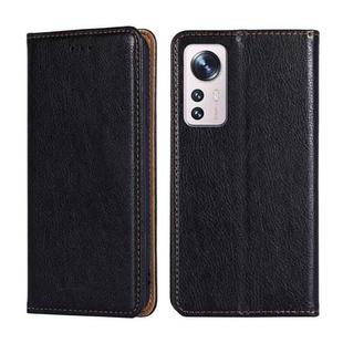 For Xiaomi 12 Pro Pure Color Magnetic Leather Phone Case(Black)