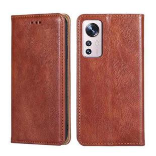 For Xiaomi 12 Pro Pure Color Magnetic Leather Phone Case(Brown)