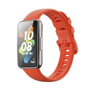 For Huawei Band 7 / Honor Band 7 Pure Color Silicone Watch Band(Orange Red)