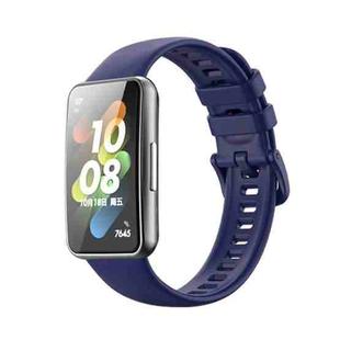 For Huawei Band 7 / Honor Band 7 Pure Color Silicone Watch Band(Dark Blue)