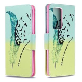 For Huawei P40 Pro Colored Drawing Pattern Horizontal Flip Leather Case with Holder & Card Slots & Wallet(Feather)
