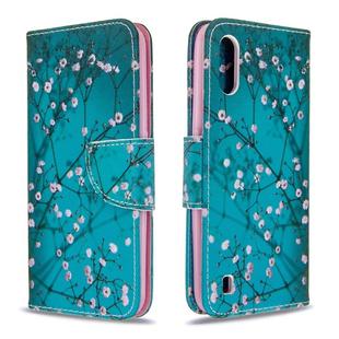 For Galaxy A01 Colored Drawing Pattern Horizontal Flip Leather Case with Holder & Card Slots & Wallet(Plum Blossom)
