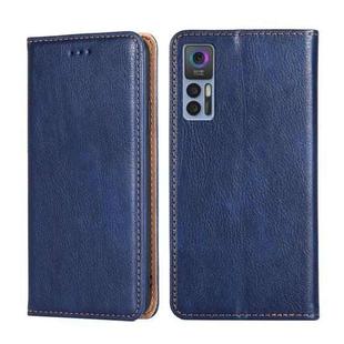 For TCL 30 5G / 30+ 5G Pure Color Magnetic Leather Phone Case(Blue)