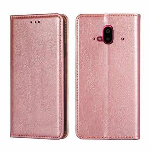 For Fujitsu Arrows F-52B Pure Color Magnetic Leather Phone Case(Rose Gold)