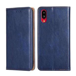 For Sharp Simple Sumaho 6-A201SH Pure Color Magnetic Leather Phone Case(Blue)