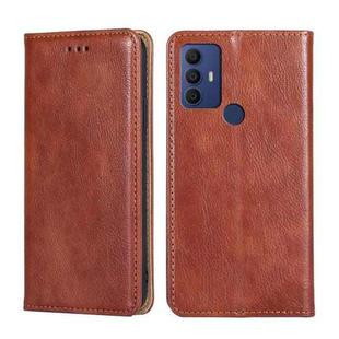 For Sharp Aquos V6 / V6 Plus Pure Color Magnetic Leather Phone Case(Brown)