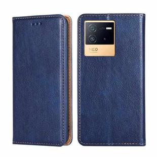 For vivo iQOO Neo6 5G Pure Color Magnetic Leather Phone Case(Blue)