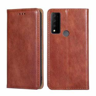 For TCL 30V 5G T781S Pure Color Magnetic Leather Phone Case(Brown)