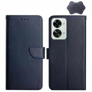 For OnePlus Nord 2T 5G Genuine Leather Fingerprint-proof Horizontal Flip Phone Case(Blue)