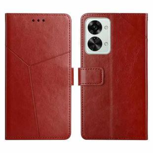 For OnePlus Nord 2T 5G Y Stitching Horizontal Flip Leather Phone Case(Brown)