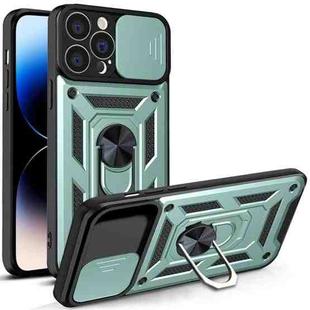 For iPhone 14 Pro Max Sliding Camera Cover Design TPU+PC Phone Case (Green)