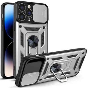 For iPhone 14 Pro Max Sliding Camera Cover Design TPU+PC Phone Case (Silver)