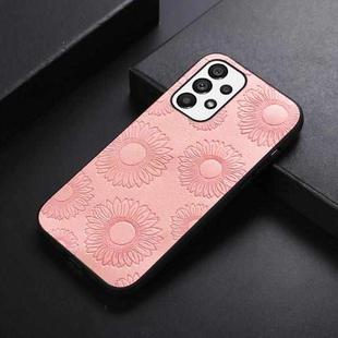 For Samsung Galaxy A13 4G Sunflower Pattern PU+TPU+PC Shockproof Phone Case(Pink)