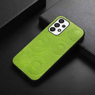 For Samsung Galaxy A73 5G Sunflower Pattern PU+TPU+PC Shockproof Phone Case(Light Green)