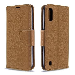 For Xiaomi Redmi K30 Litchi Texture Pure Color Horizontal Flip PU Leather Case with Holder & Card Slots & Wallet & Lanyard(Brown)