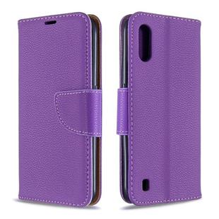 For Xiaomi Redmi K30 Litchi Texture Pure Color Horizontal Flip PU Leather Case with Holder & Card Slots & Wallet & Lanyard(Purple)