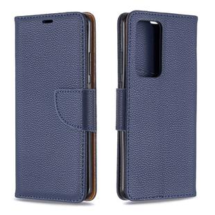 For Huawei P40 Pro Litchi Texture Pure Color Horizontal Flip PU Leather Case with Holder & Card Slots & Wallet & Lanyard(Dark Blue)