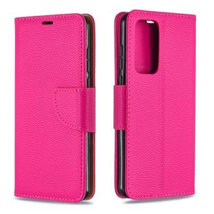 For Huawei P40 Litchi Texture Pure Color Horizontal Flip PU Leather Case with Holder & Card Slots & Wallet & Lanyard(Rose Red)