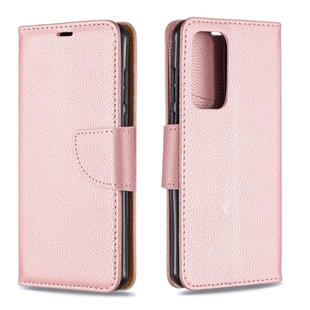 For Huawei P40 Litchi Texture Pure Color Horizontal Flip PU Leather Case with Holder & Card Slots & Wallet & Lanyard(Rose Gold)