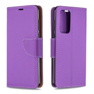 For Huawei P40 Litchi Texture Pure Color Horizontal Flip PU Leather Case with Holder & Card Slots & Wallet & Lanyard(Purple)