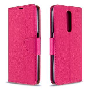 For Galaxy A01 Litchi Texture Pure Color Horizontal Flip PU Leather Case with Holder & Card Slots & Wallet & Lanyard(Rose Red)