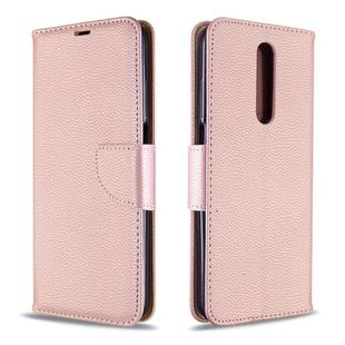 For Galaxy A01 Litchi Texture Pure Color Horizontal Flip PU Leather Case with Holder & Card Slots & Wallet & Lanyard(Rose Gold)
