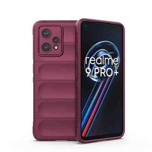 For OPPO Realme 9 Pro+ Magic Shield TPU + Flannel Phone Case(Wine Red)