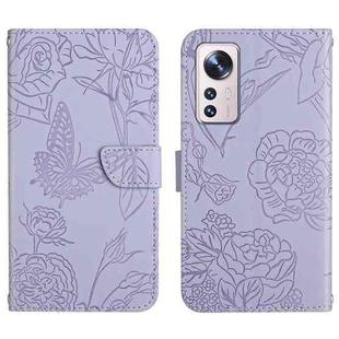 For Xiaomi 12 Lite Skin Feel Butterfly Peony Embossed Leather Phone Case(Purple)