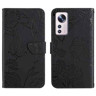 For Xiaomi 12 Lite Skin Feel Butterfly Peony Embossed Leather Phone Case(Black)