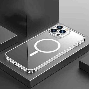 For iPhone 13 Pro Max Transparent MagSafe Magnetic Phone Case with Lens Film (Silver)