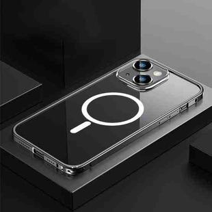 For iPhone 13 Transparent MagSafe Magnetic Phone Case with Lens Film(Black)