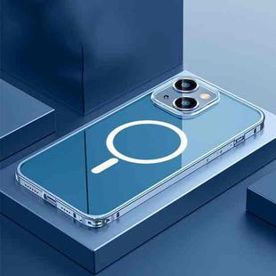 For iPhone 13 Transparent MagSafe Magnetic Phone Case with Lens Film(Sierra Blue)