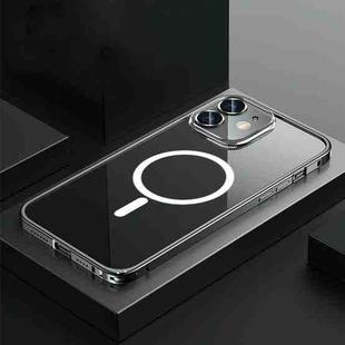 For iPhone 12 Transparent MagSafe Magnetic Phone Case with Lens Film(Black)