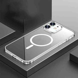 For iPhone 12 Transparent MagSafe Magnetic Phone Case with Lens Film(Silver)