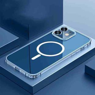 For iPhone 12 Transparent MagSafe Magnetic Phone Case with Lens Film(Sierra Blue)