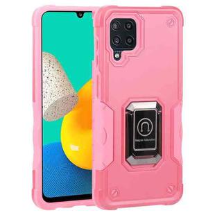 For Samsung Galaxy M32 / M22 / M21 Ring Holder Non-slip Armor Phone Case(Pink)