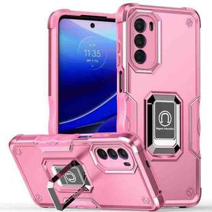 For Motorola Moto G52 Ring Holder Non-slip Armor Phone Case(Pink)