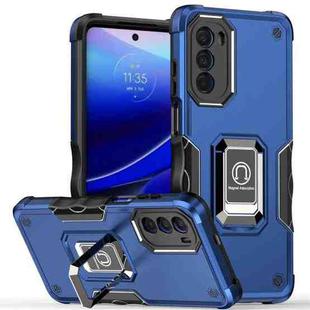 For Motorola Moto G52 Ring Holder Non-slip Armor Phone Case(Blue)