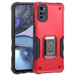 For Motorola Moto G22 5G Ring Holder Non-slip Armor Phone Case(Red)
