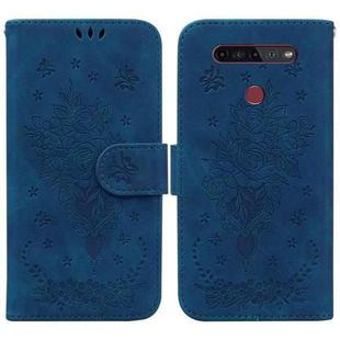 For LG K41S / K51S Butterfly Rose Embossed Leather Phone Case(Blue)