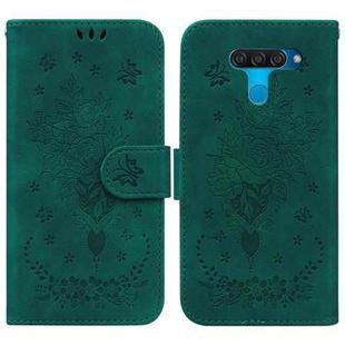 For LG K50 / Q60 Butterfly Rose Embossed Leather Phone Case(Green)