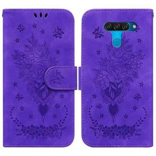 For LG K50 / Q60 Butterfly Rose Embossed Leather Phone Case(Purple)