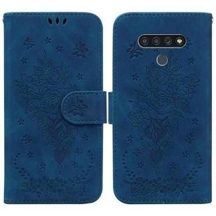 For LG K71 / Stylo 6 Butterfly Rose Embossed Leather Phone Case(Blue)