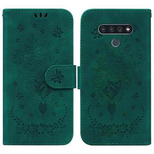 For LG K71 / Stylo 6 Butterfly Rose Embossed Leather Phone Case(Green)