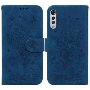 For LG Velvet / G9 5G / 4G Butterfly Rose Embossed Leather Phone Case(Blue)