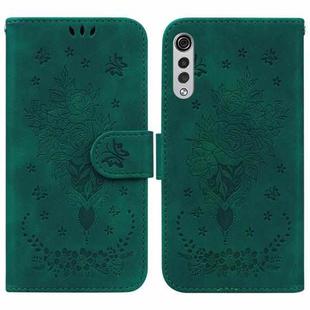 For LG Velvet / G9 5G / 4G Butterfly Rose Embossed Leather Phone Case(Green)