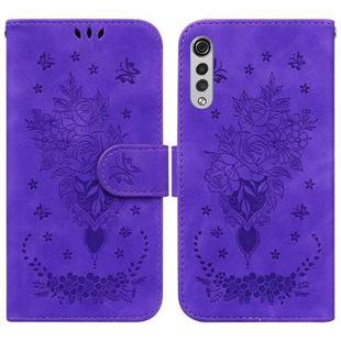 For LG Velvet / G9 5G / 4G Butterfly Rose Embossed Leather Phone Case(Purple)