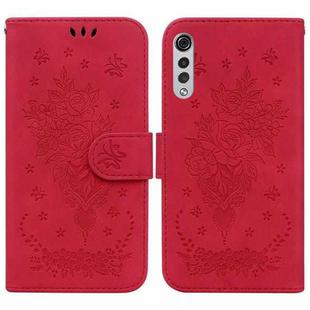 For LG Velvet / G9 5G / 4G Butterfly Rose Embossed Leather Phone Case(Red)
