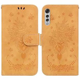 For LG Velvet / G9 5G / 4G Butterfly Rose Embossed Leather Phone Case(Yellow)