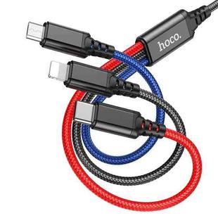 hoco X76 3 in 1 2A 8 Pin+USB-C / Type-C+Micro USB Super Charging Cable,Length: 1m(Multicolor)